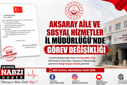 AKSARAY AİLE VE SOSYAL HİZMETLER İL MÜDÜRLÜĞÜ'NDE GÖREV DEĞİŞİKLİĞİ